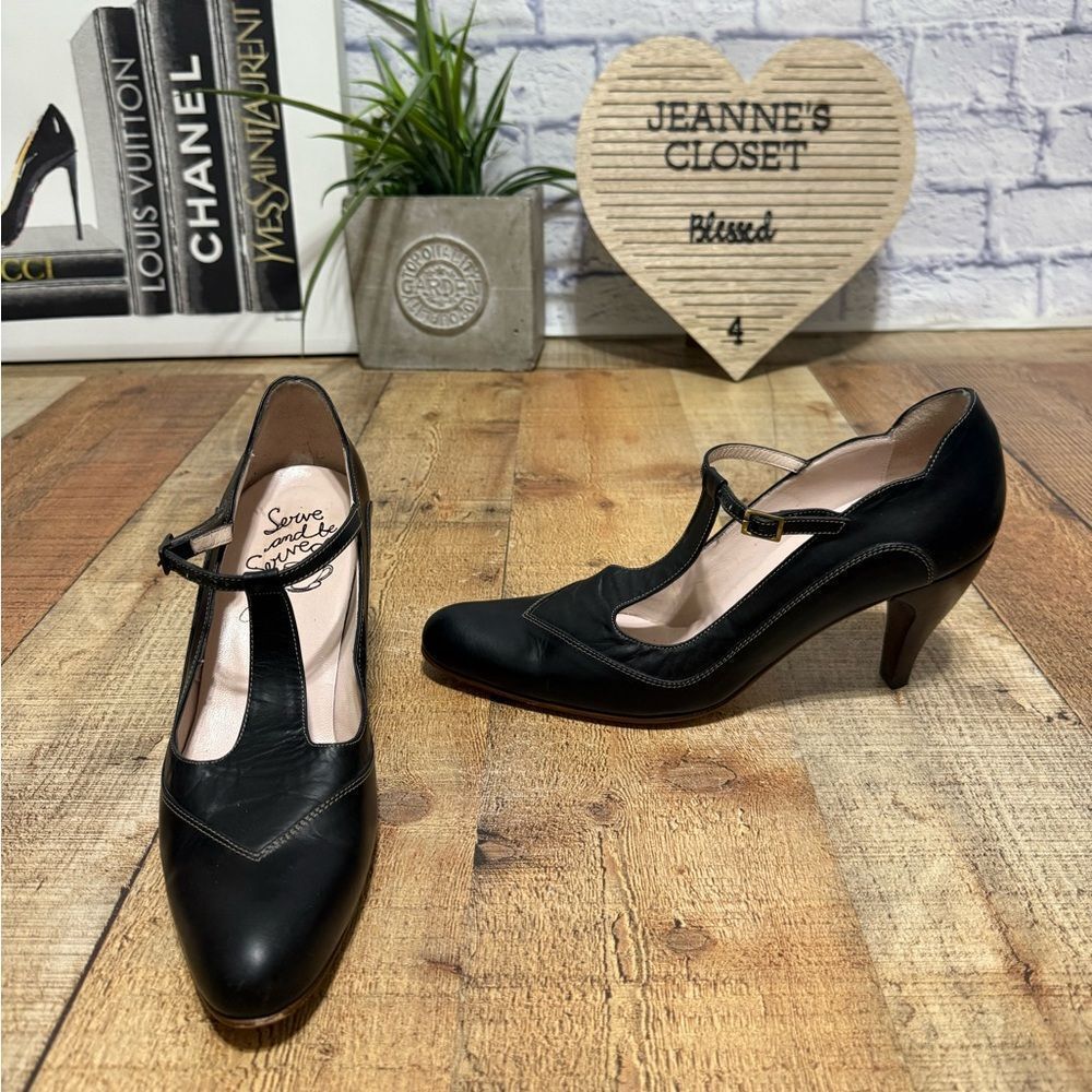 John Fluevog TeaPots Sencha Mary janes black leather size 10.5
